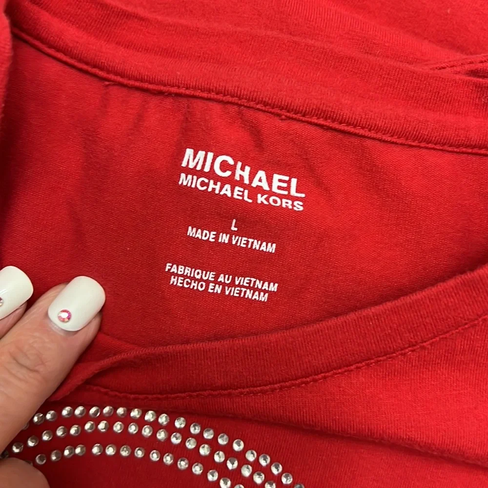 Michael Kors T Shirt Short Sleeve Size L Color Red - Picture 6 of 6